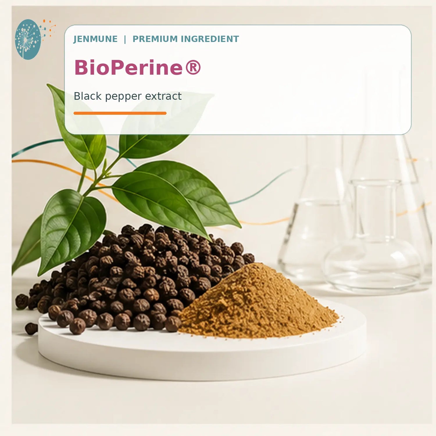 BioPerine black pepper extract bioavailability enhancer in Jenmune for 52 percent higher Vitamin C absorption